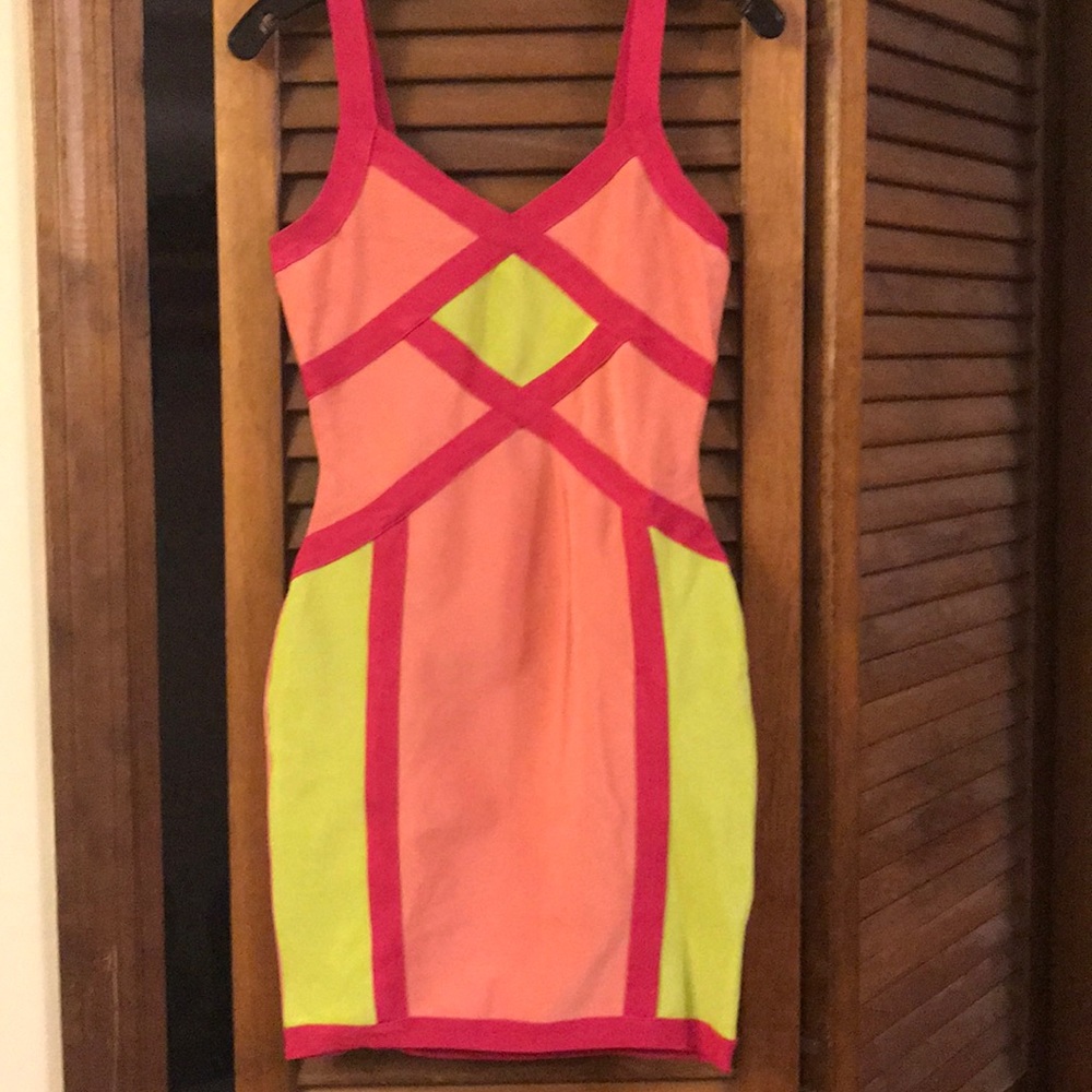 Gently worn neon bandage dress